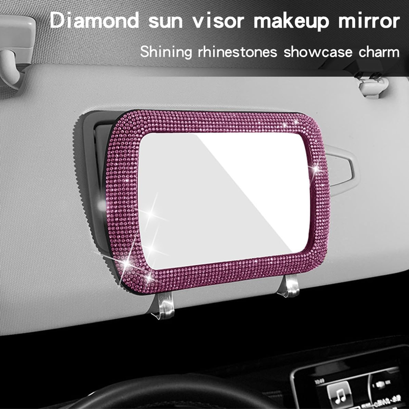 Beauty Makeup Hd - Luxury Full-Diamond Car Makeup Mirror Sunshade