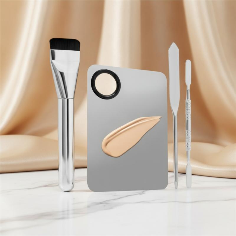 NEW 4Pcs Stainless Steel Makeu - Beauty Makeup Eyeshadow Palette review and price