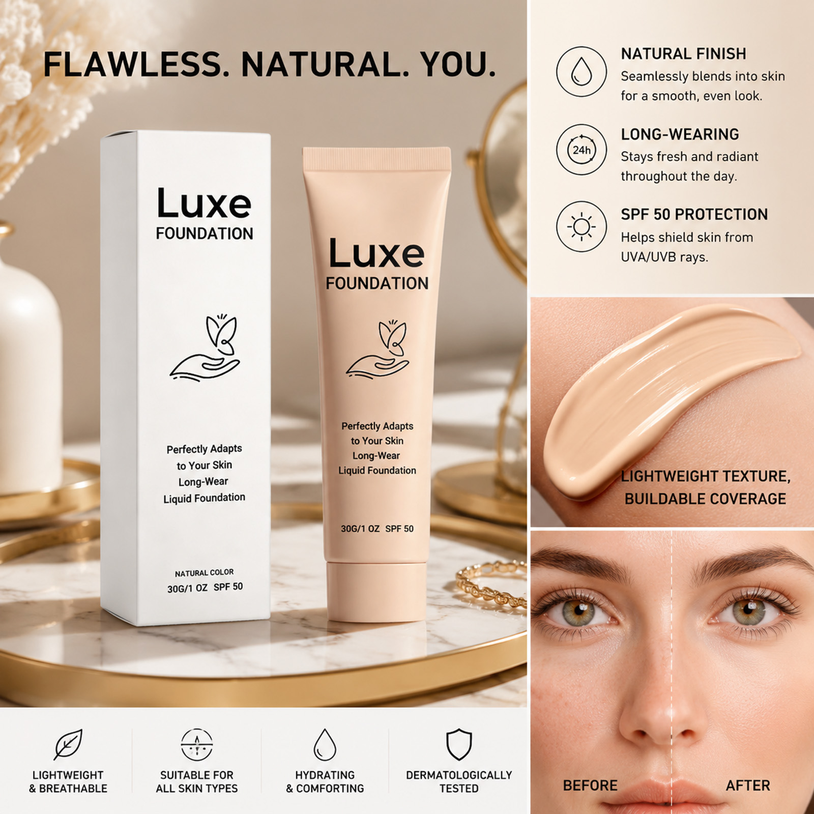SPF 50+ Color Changing Foundat - Beauty Makeup Cream review and price