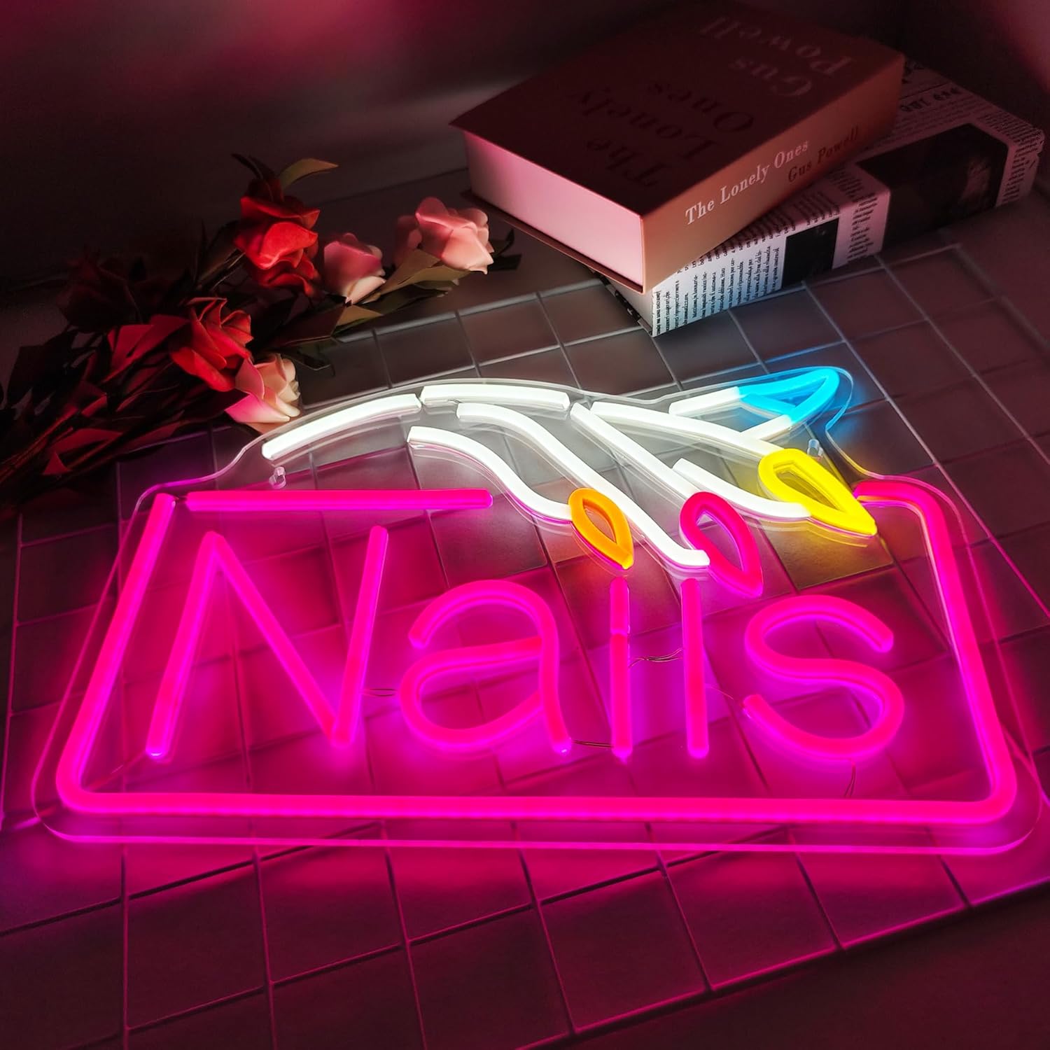 Nails Neon Sign  Business Wall - Beauty Makeup Stores review and price